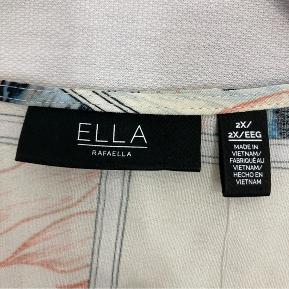 New Rafaella Plaid Floral Multi Color V Neck Relaxed Fit Pullover Top 2X - Picture 2 of 9